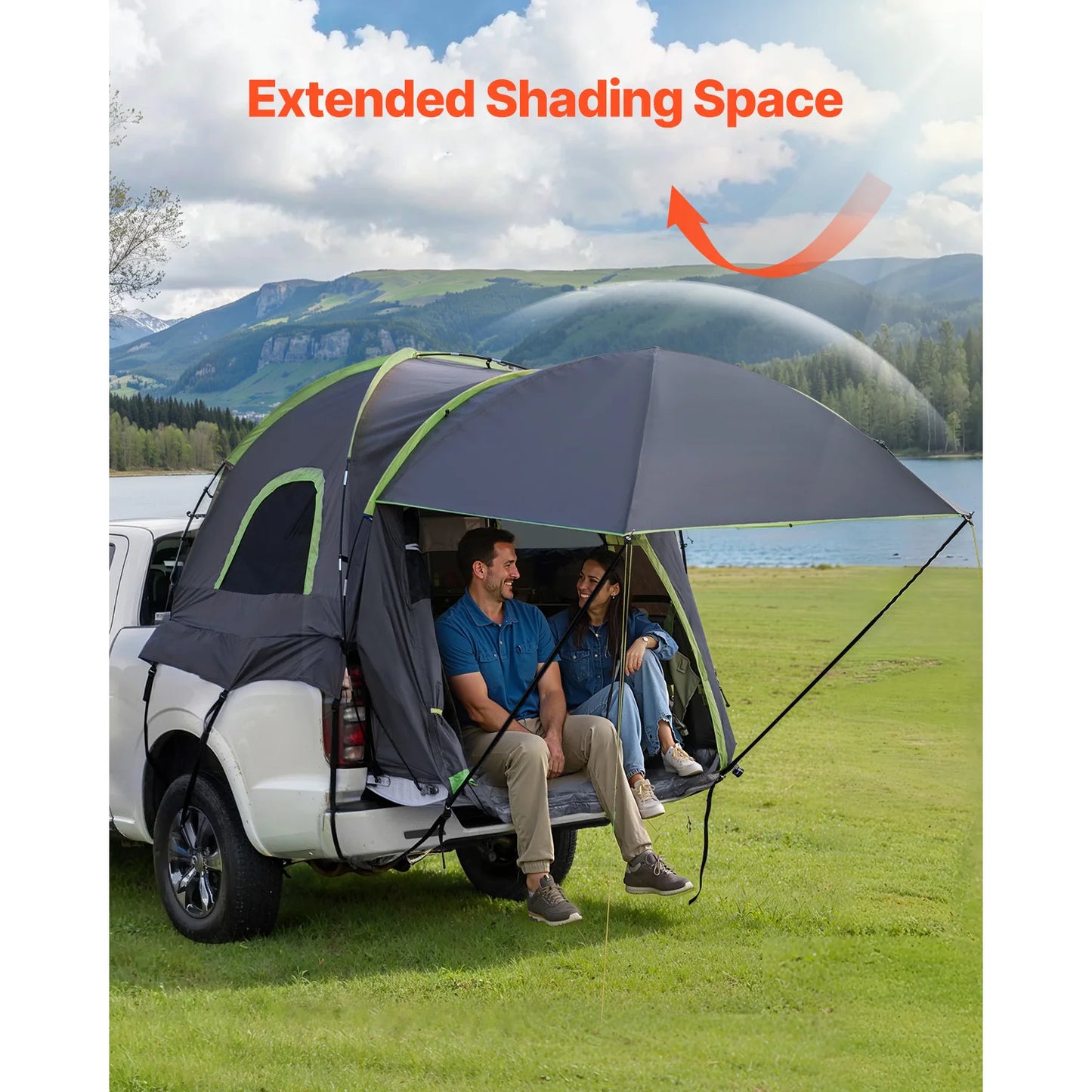 VEVOR Pickup Truck Tent for Camping Waterproof PU2000 2-3 Person Truck Bed Tent with Expandable Awning