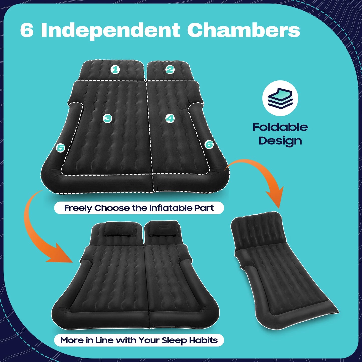 Anti-slip Waterproof Inflatable Mattress Flocking Air Mattress 6 Chamber 1.7*1.2m Outdoor Sleeping Equipment Air Pump Included - Get Outside Today 25