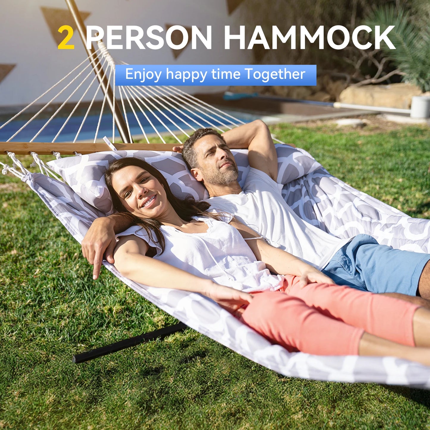 Heavy Duty Outdoor Hammock With Steel Stand Detachable