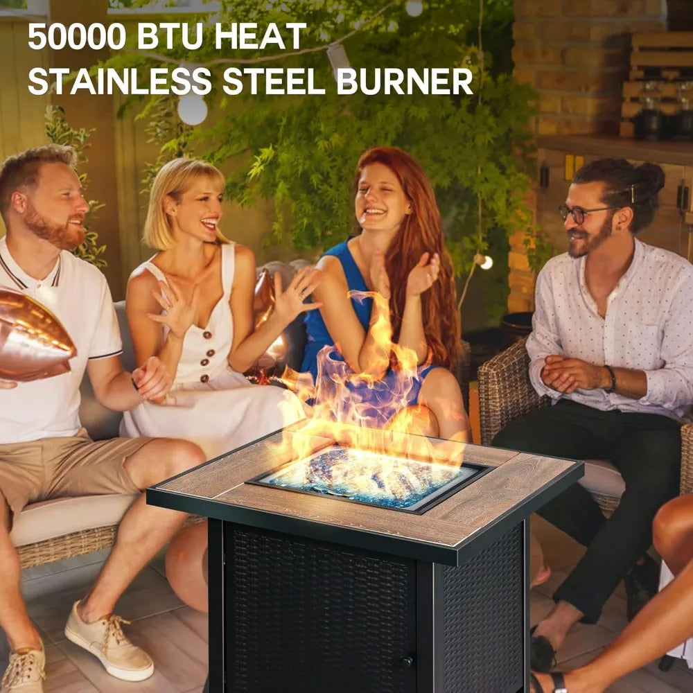 50000 BTU Propane Fire Pit Table Outdoor Square Patio