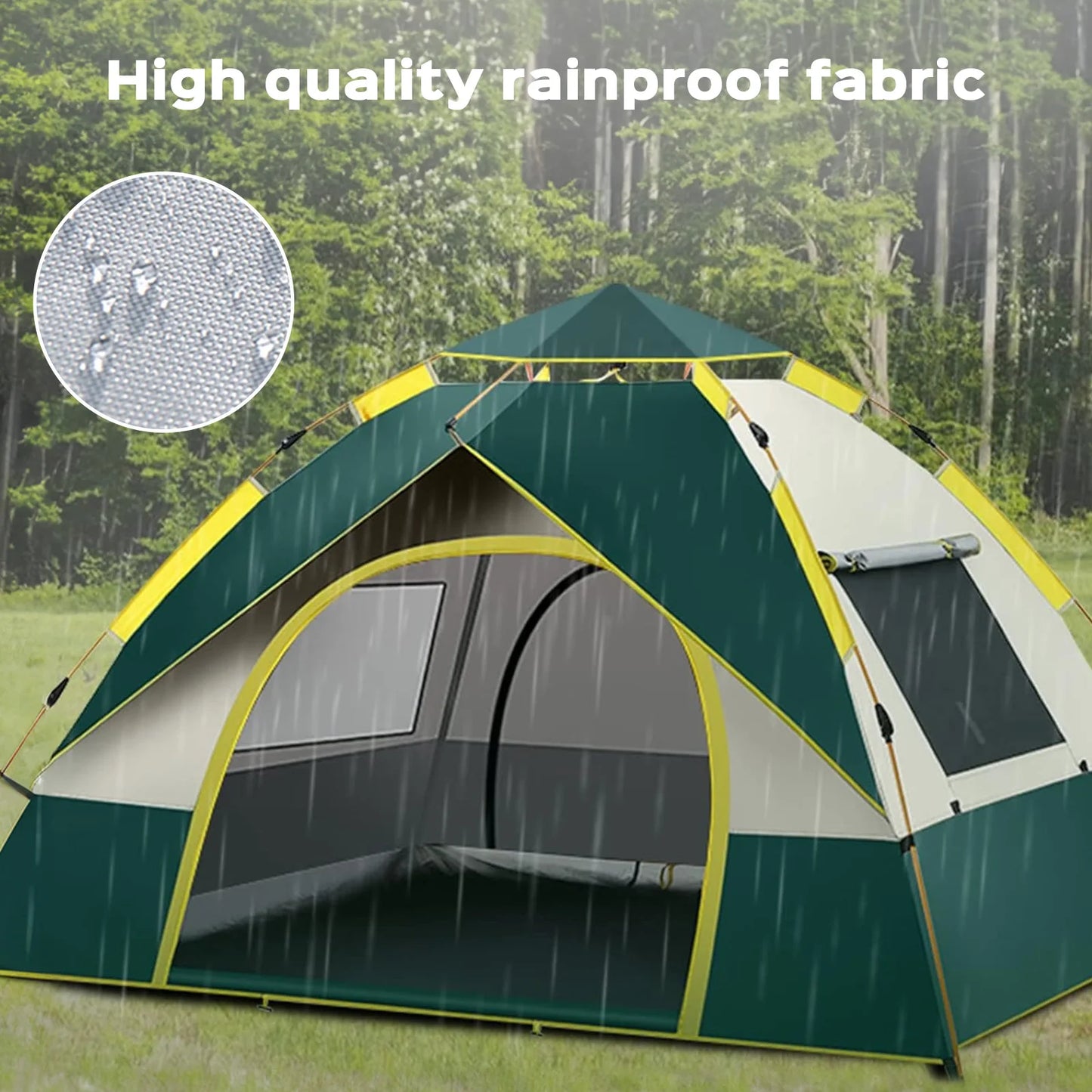 Lovewe Quick Opening Camping Tent Waterproof Windproof Dual Doors Windows Easy Setup Lightweight 2 Person Capacity