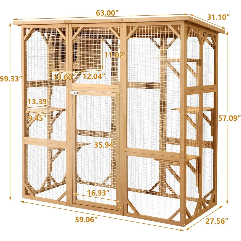 Wooden Outdoor Cat Enclosure Catio Weatherproof Playpen