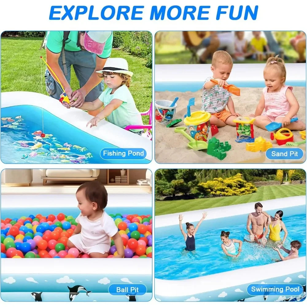 Inflatable Swimming Pool for Kids and Adults Durable Thickened Family Pool 700 Gallons Blue PVC - Get Outside Today 25