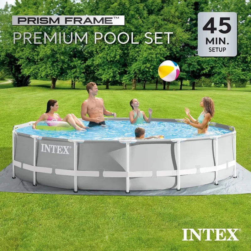 Intex 26723EH Prism Frame Premium Above Ground Swimming Pool Set: 15ft x 42in – Includes 1000 GPH Cartridge Filter Pump