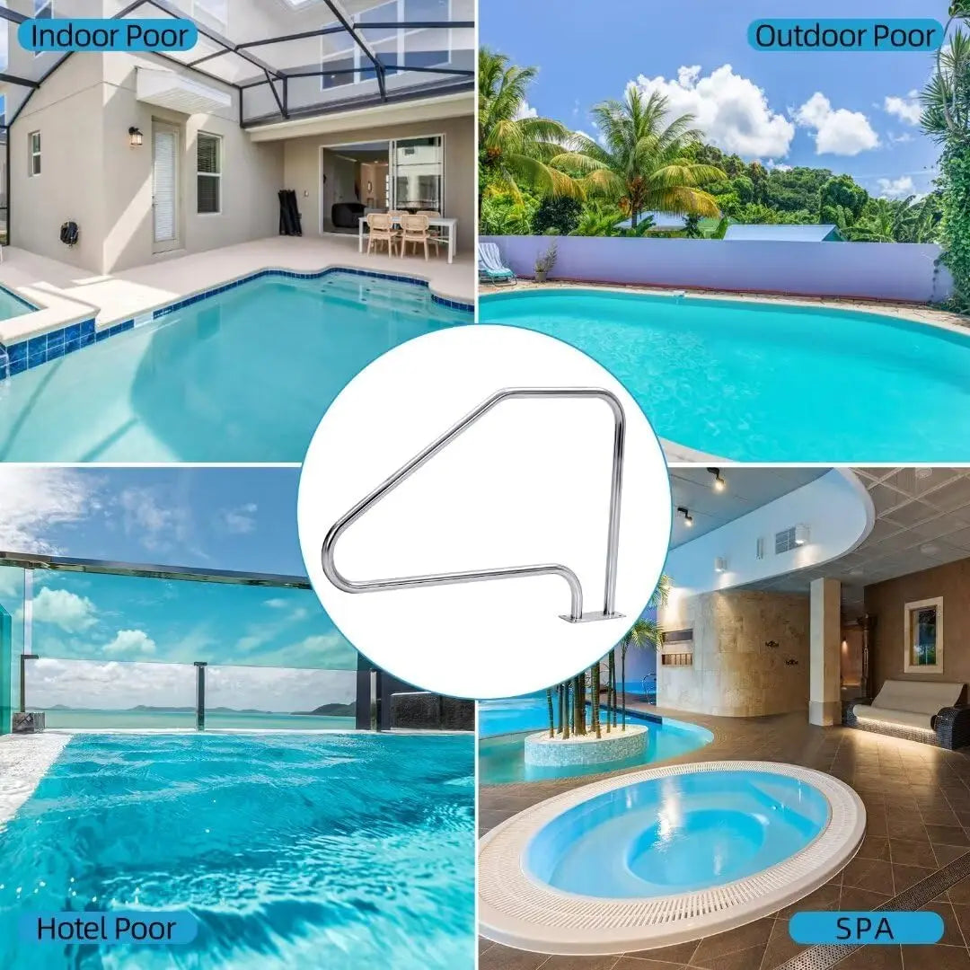 Pool Rail 49.5" x 34" Pool Railings 304 Stainless Steel 385 LBS Load Capacity, Non-Slip Swimming Pool Handrail with Blue Handle - Get Outside Today 25