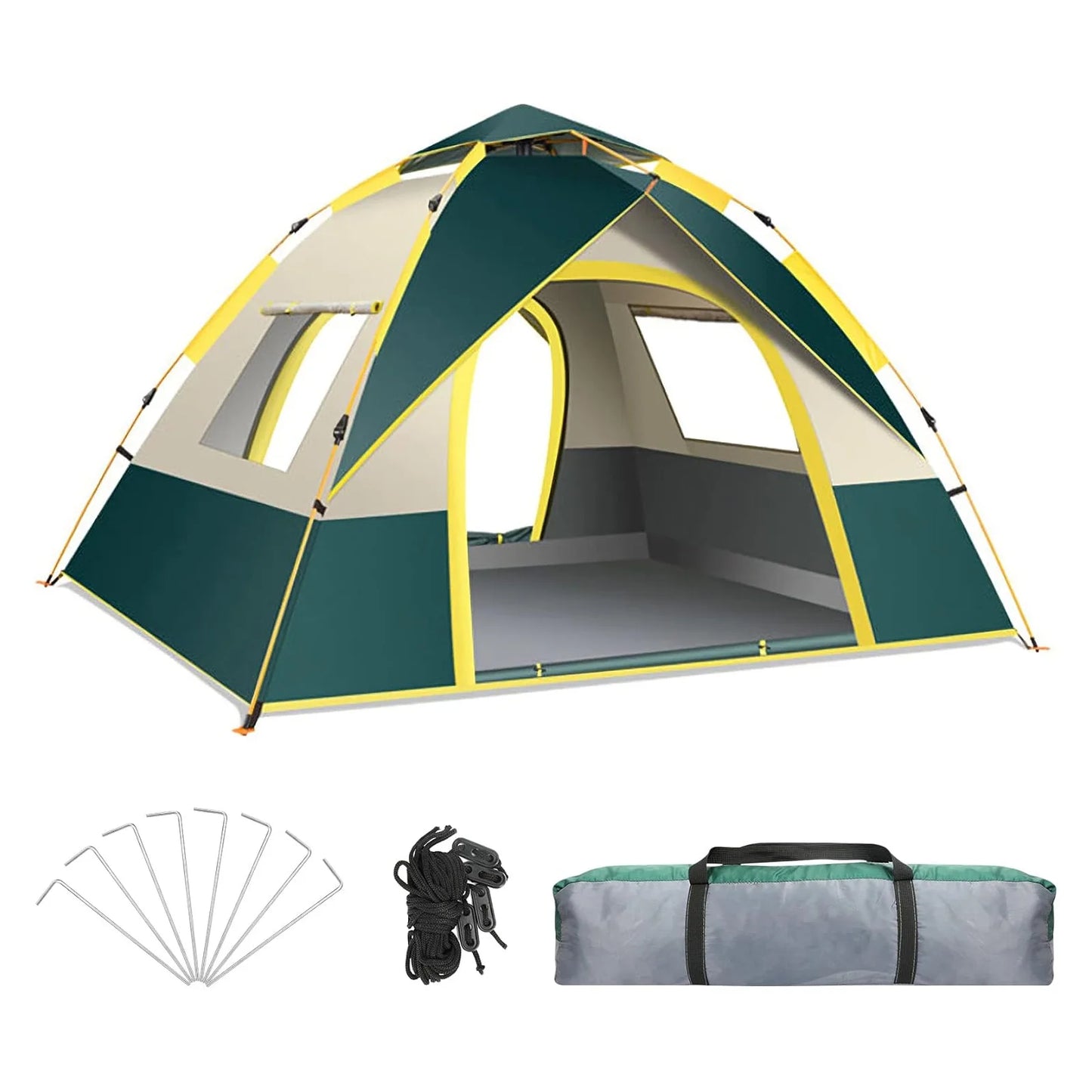 Lovewe Quick Opening Camping Tent Waterproof Windproof Dual Doors Windows Easy Setup Lightweight 2 Person Capacity