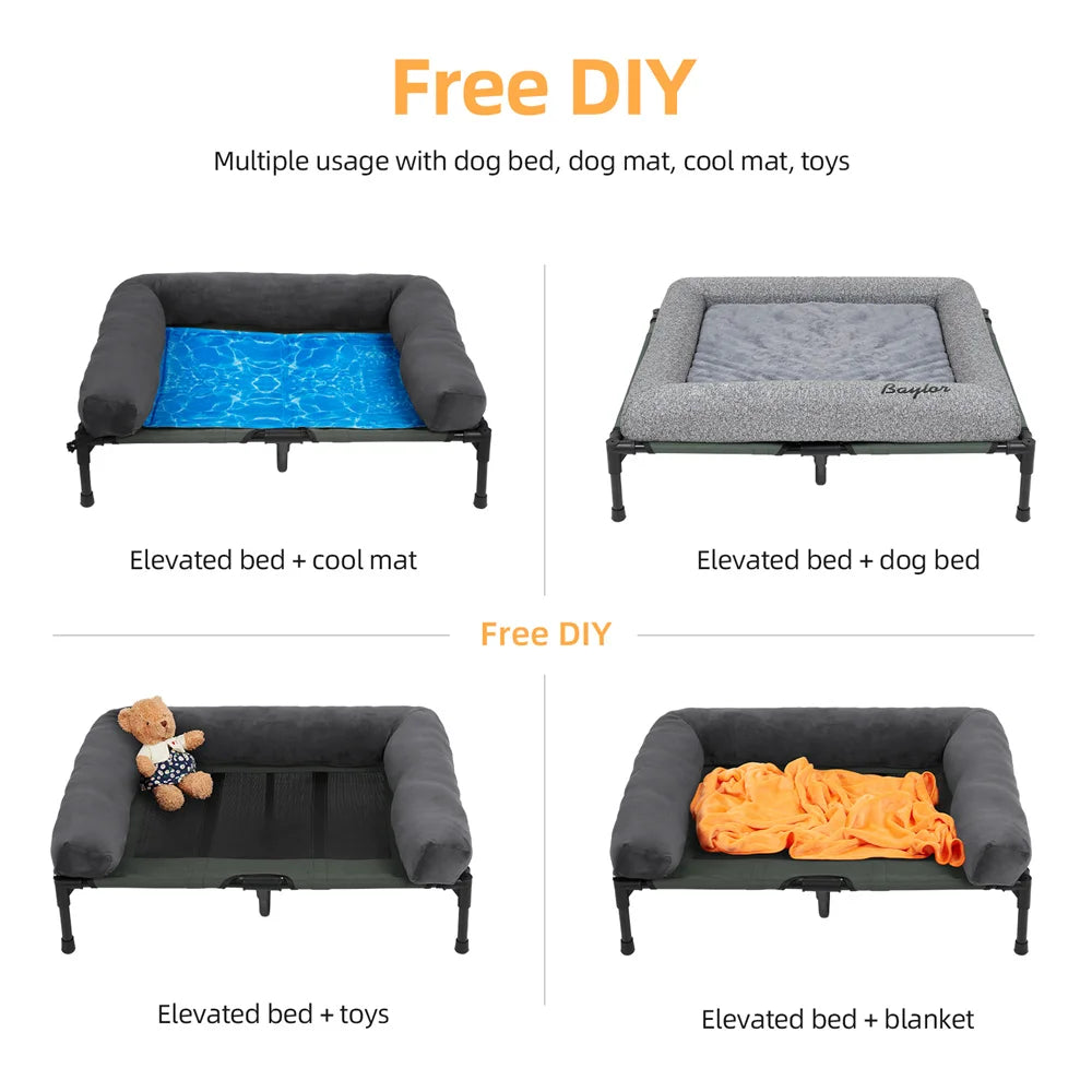 XXL XL Large Dog Bed Outdoor Raised Dog Bed with Cooling Mat - Get Outside Today 25