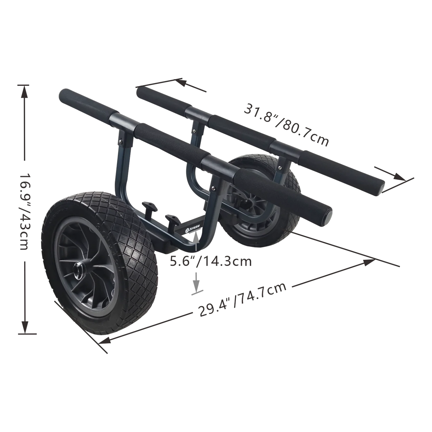 Heavy Duty Kayak Cart Width Adjustable Canoe Cart with 12 Inch Flat Free Beach Wheels Boat Dolly Transport Carrier