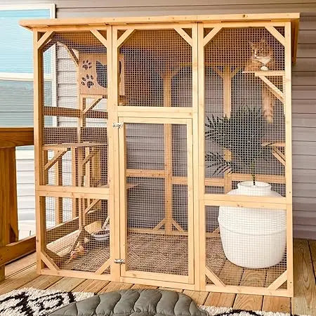 Wooden Outdoor Cat Enclosure Catio Weatherproof Playpen