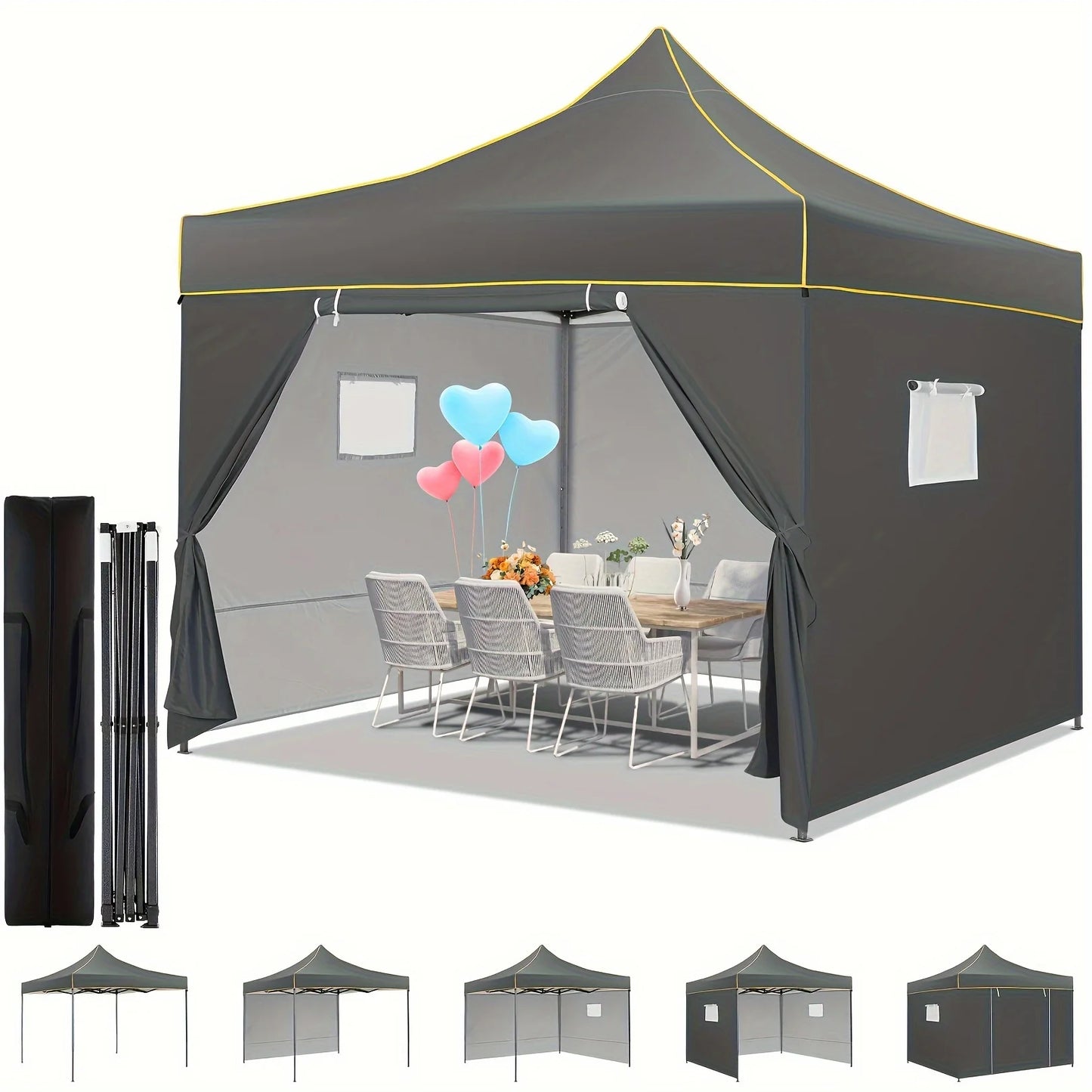 10x10 Pop Up Canopy Tent Commercial Heavy Duty Instant Canopy with 4 Sidewalls UV 50 Plus Silver Coated Waterproof Vendor Tent - Get Outside Today 25
