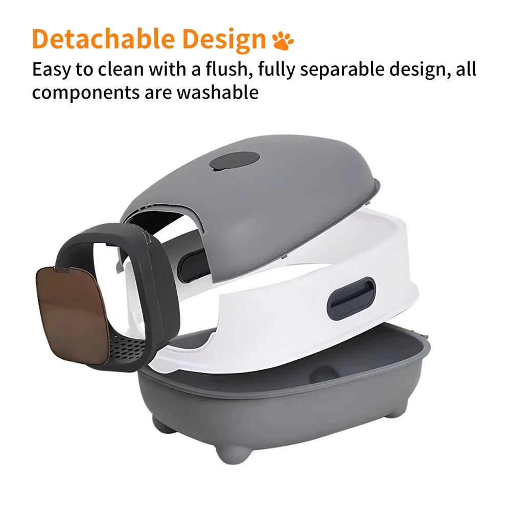 Large Cat Litter Box Enclosed Odorless Hooded Litter Tray Deep Cat Toilet Pan Easy Clean Non Stick - Get Outside Today 25