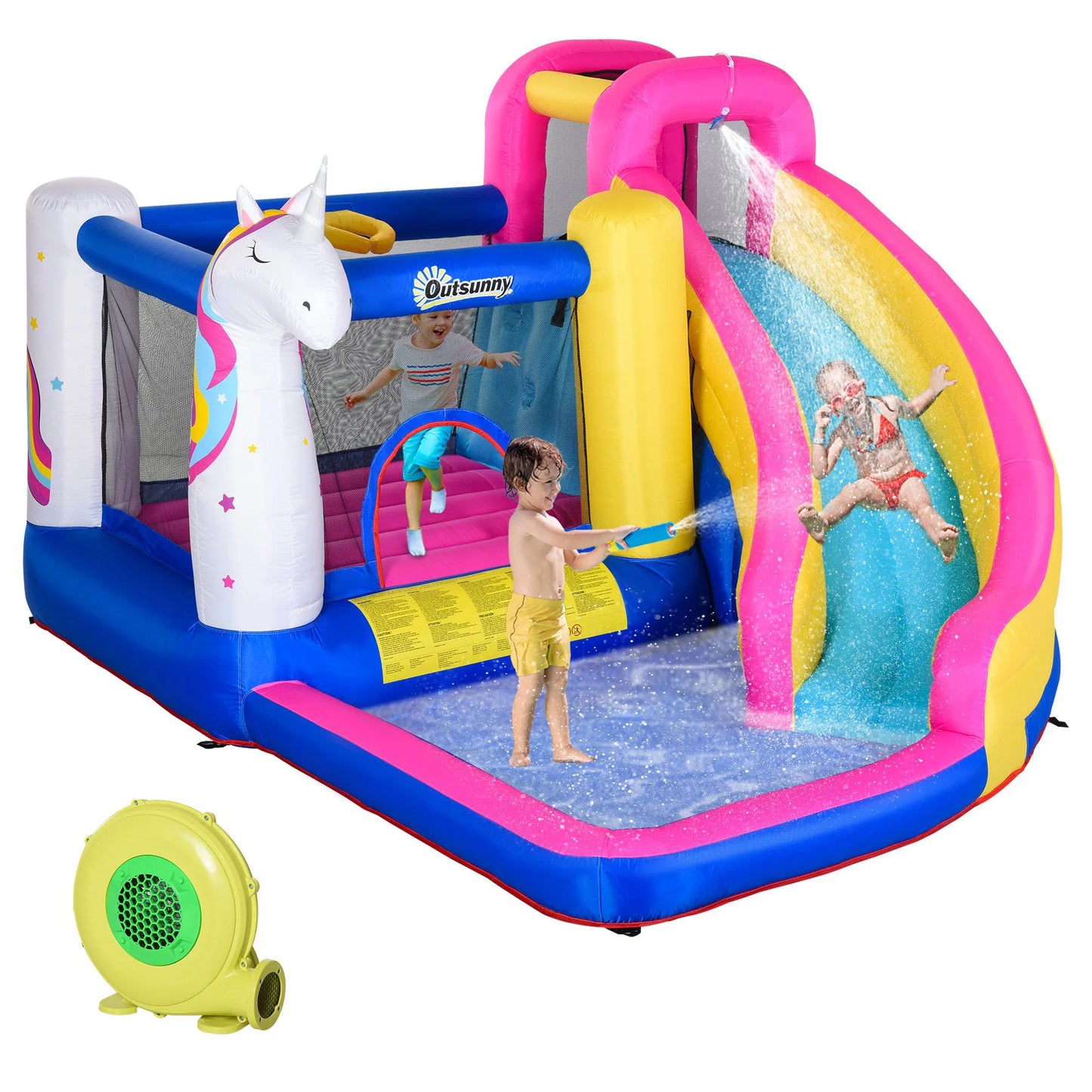 Unicorn 5-in-1 Large Inflatable Bounce House and Water Slide for Kids Ages 3-8 - Get Outside Today 25