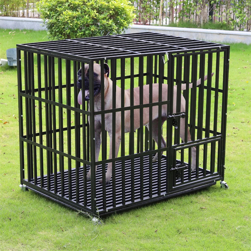 XXL Large Heavy Duty Dog Crate With Lockable Wheels