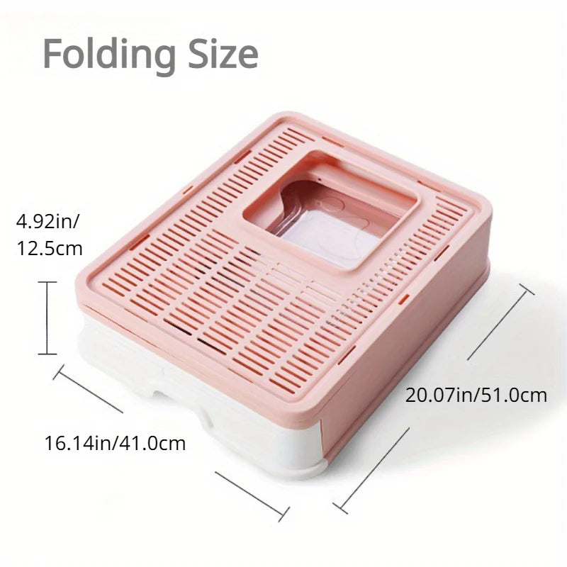 Collapsible Litter Pan with Lid Enclosed Litter Pan Top Entry Splash Proof Cat Toilet Easy to Clean with Litter Scoop