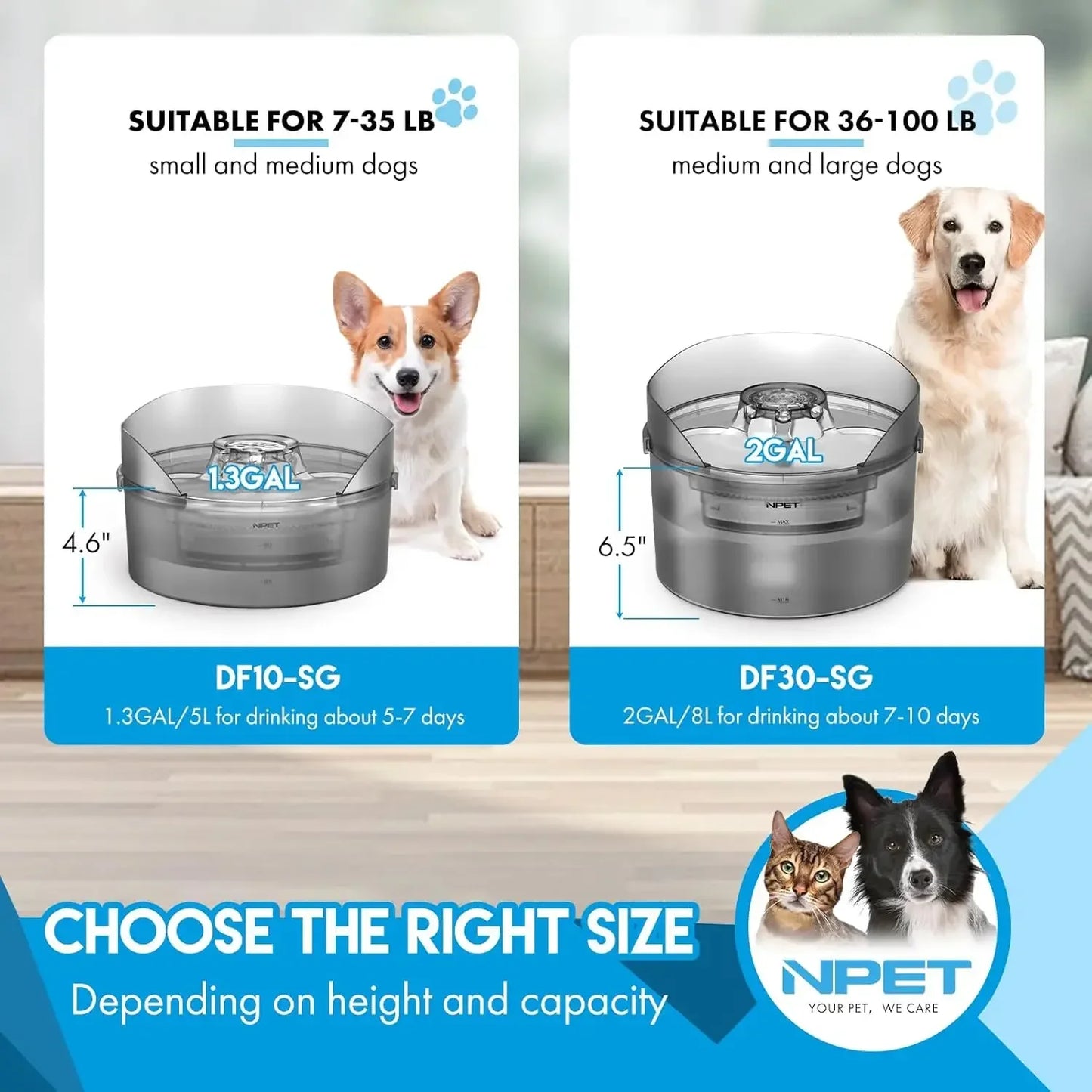 NPET Dog Water Fountain, 2 Gallon Automatic Dispenser - Get Outside Today 25