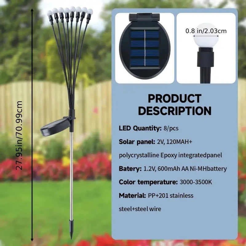 Firefly Garden Lights Solar Outdoor 2 Pack 16 LED Solar Swaying Lights Waterproof Perfect Atmosphere Light for Pathway Patio