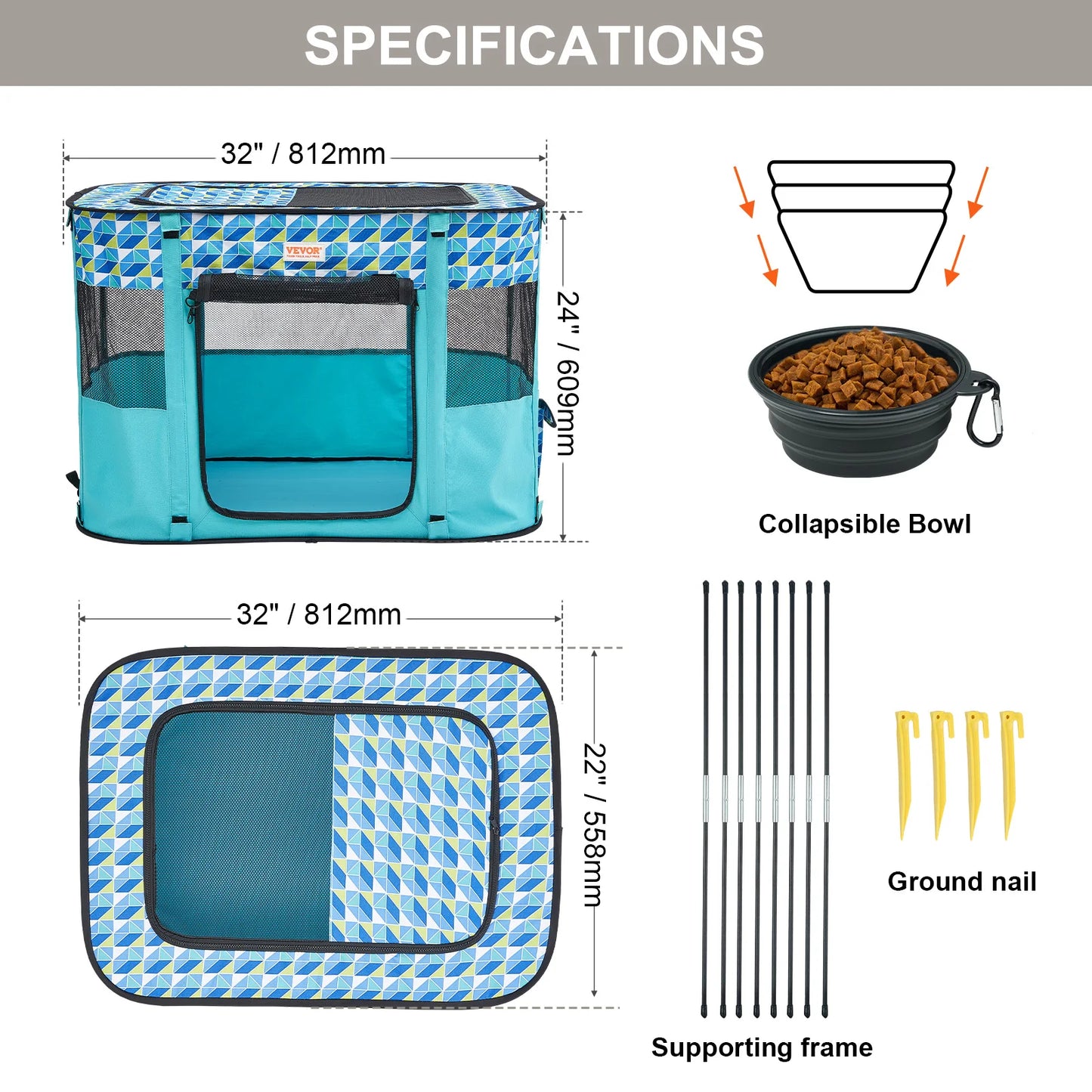 VEVOR Portable Foldable Pet Playpen Tent Crate Kennel - Get Outside Today 25