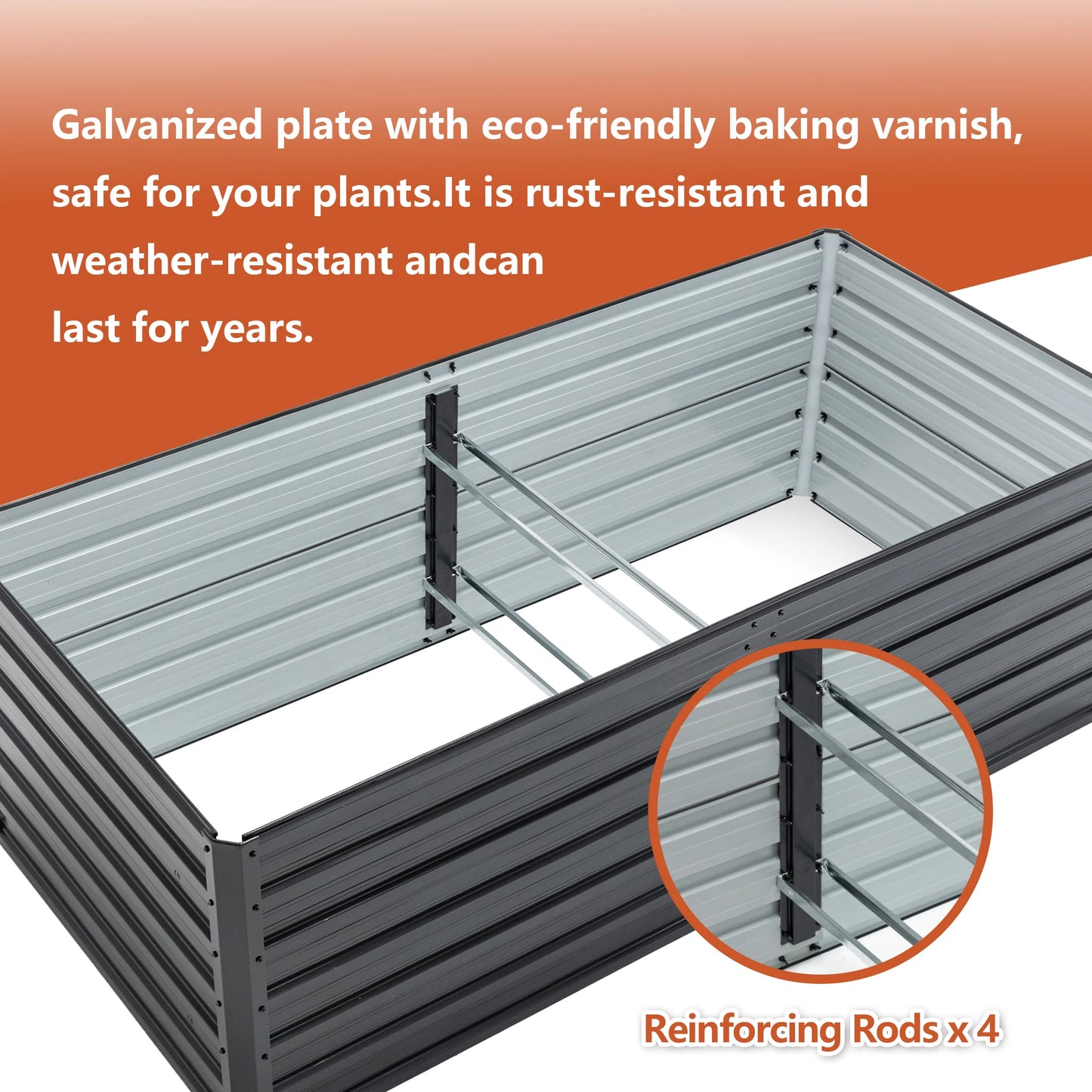 6x3x2 Feet Metal Raised Garden Bed Outdoor Reinforced Galvanized Rustproof Colored Steel Planter Boxes for Vegetables