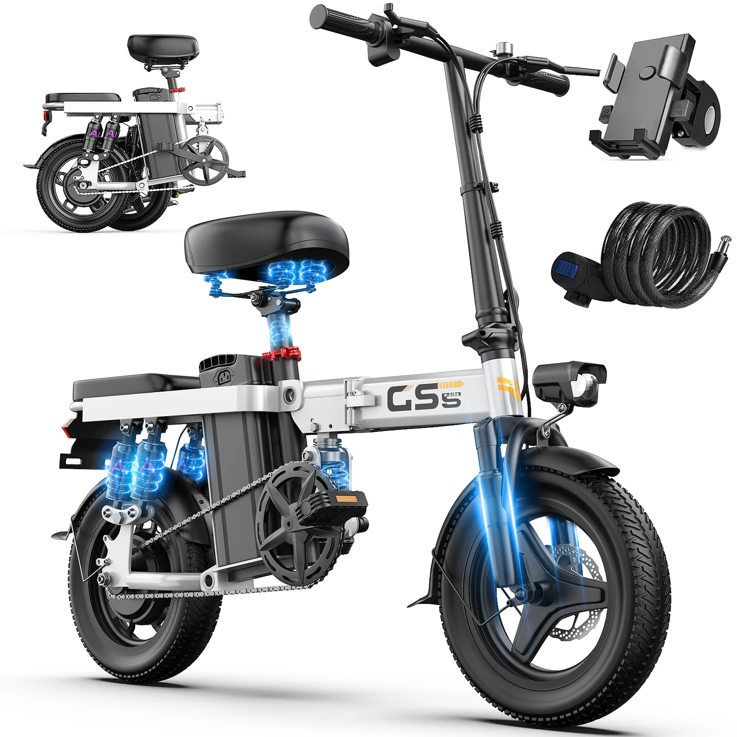 Electric Bike for Adults Teen-Folding Electric Bicycle 750W Peak Motor,20+MPH 35 Miles,Commuter Ebike 48V 15AH Removable Battery - Get Outside Today 25