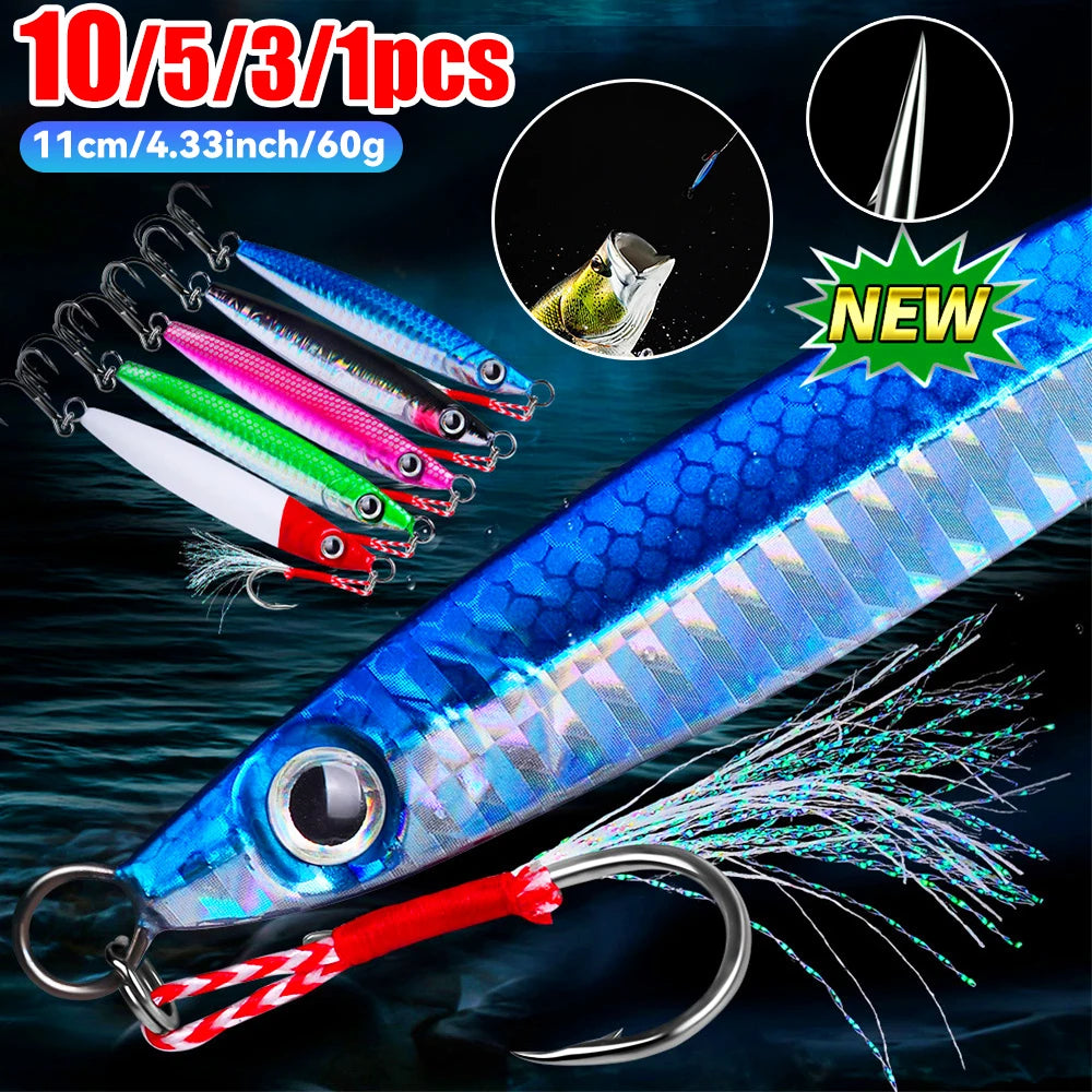 11cm/60g Metal Jig Fishing Lure Fast Sinking Artificial Bait Bass Fishing Bait Trout Jigging Lure for Sea Fishing Boat Fishing - Get Outside Today 25