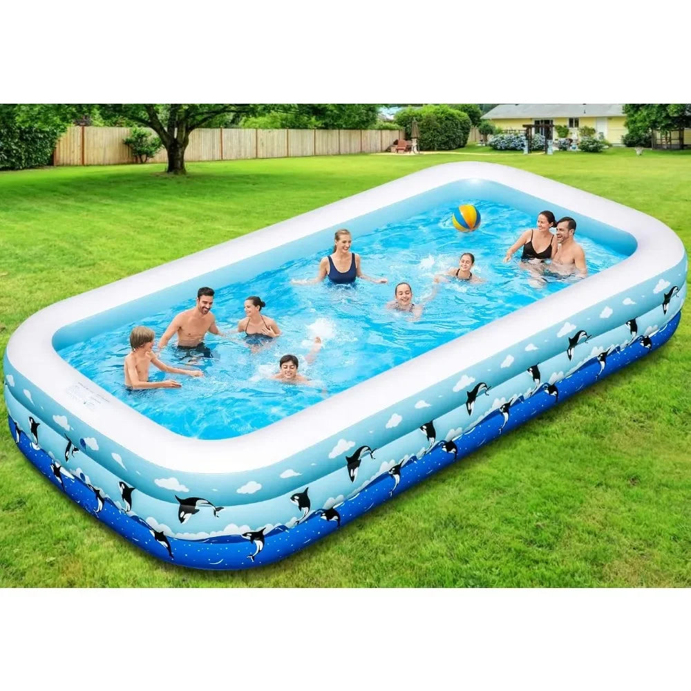 Inflatable Swimming Pool for Kids and Adults Durable Thickened Family Pool 700 Gallons Blue PVC - Get Outside Today 25
