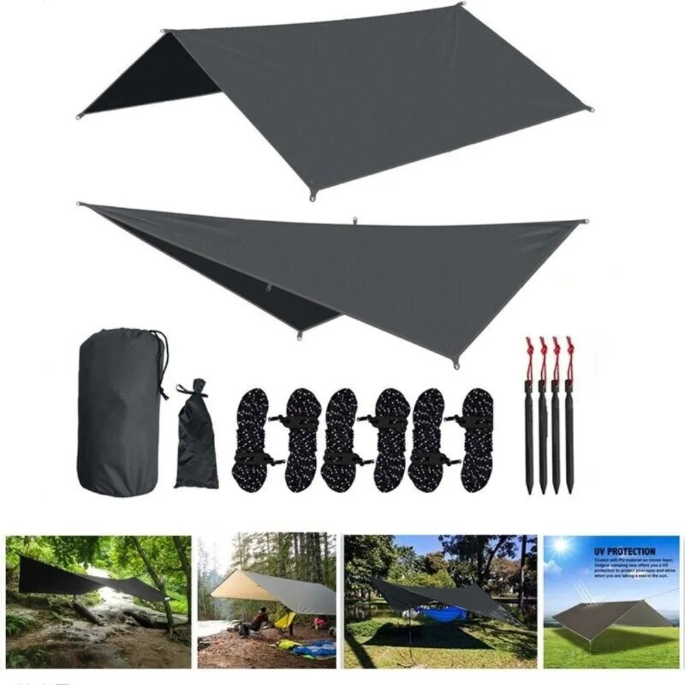 3Mx3M Camping Waterproof Awning Tarp Tent Dark Grey Ultralight Sun Shelter - Get Outside Today 25