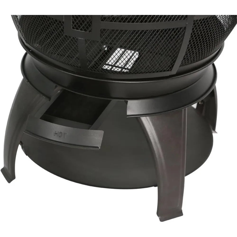 Wood Burning Fire Pit Chimenea Fireplace Brown Black