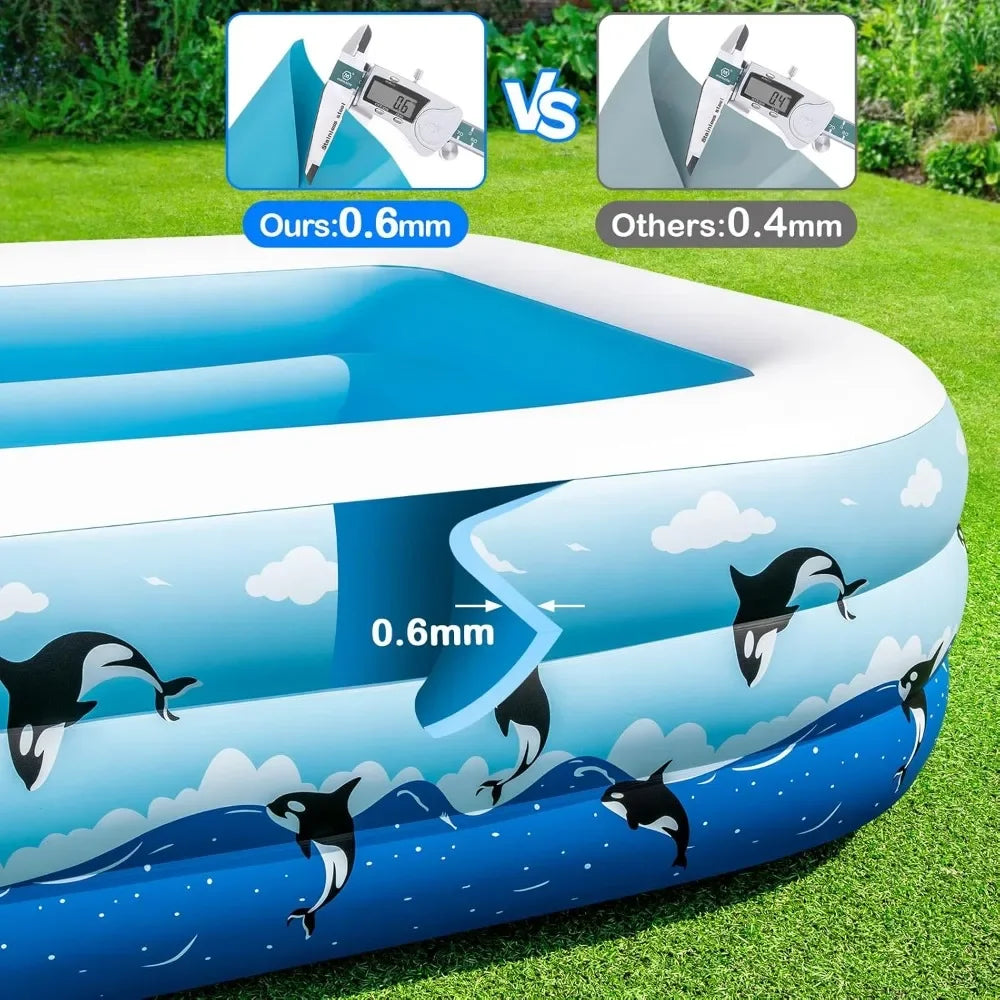 Inflatable Swimming Pool for Kids and Adults Durable Thickened Family Pool 700 Gallons Blue PVC - Get Outside Today 25
