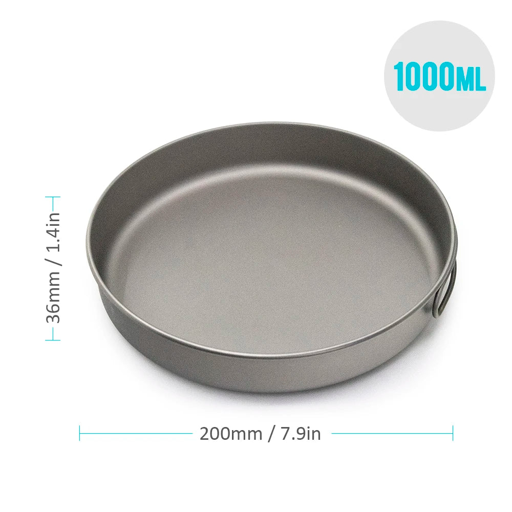 Ultralight Titanium Frypan 750ml/1000ml Camping Pan with Handle - Get Outside Today 25