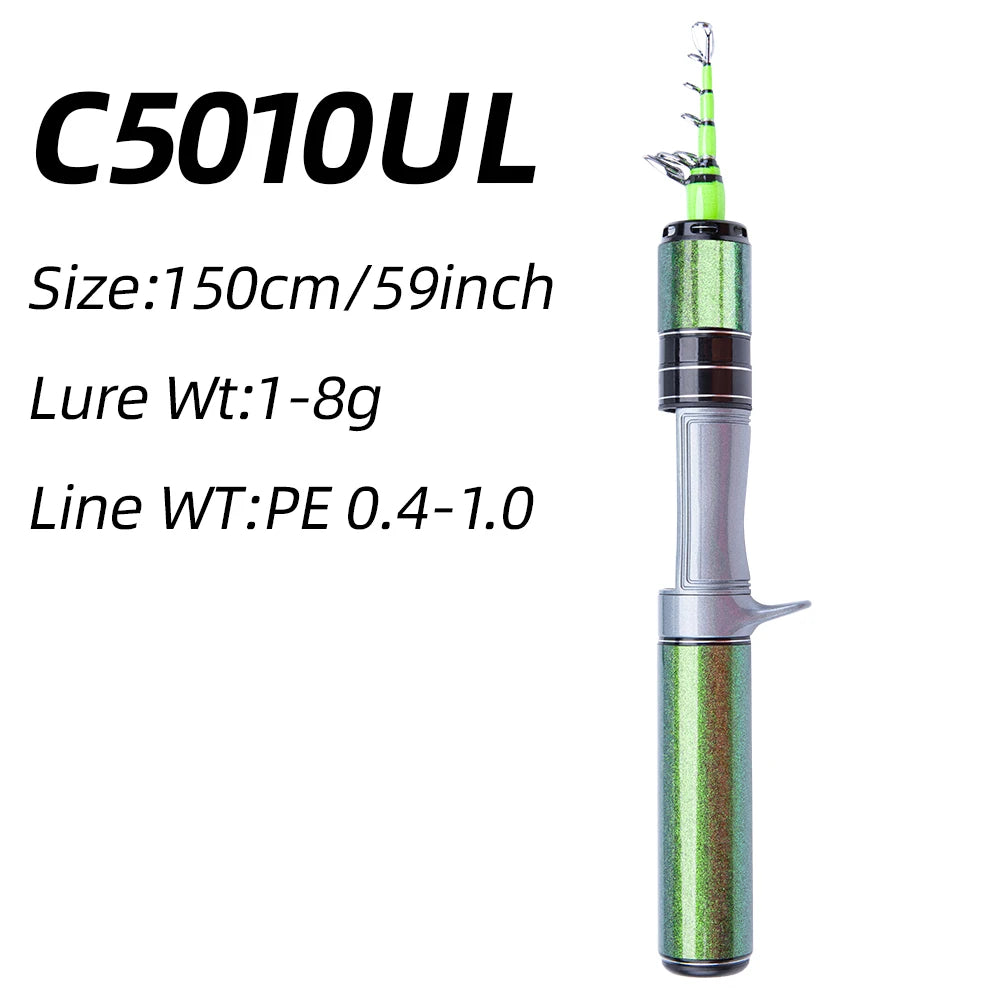 FishingFan Super Short Mini 1.53m 1.68m 1.8m Ultralight Carbon Telescopic Travel Fishing Rod - Get Outside Today 25