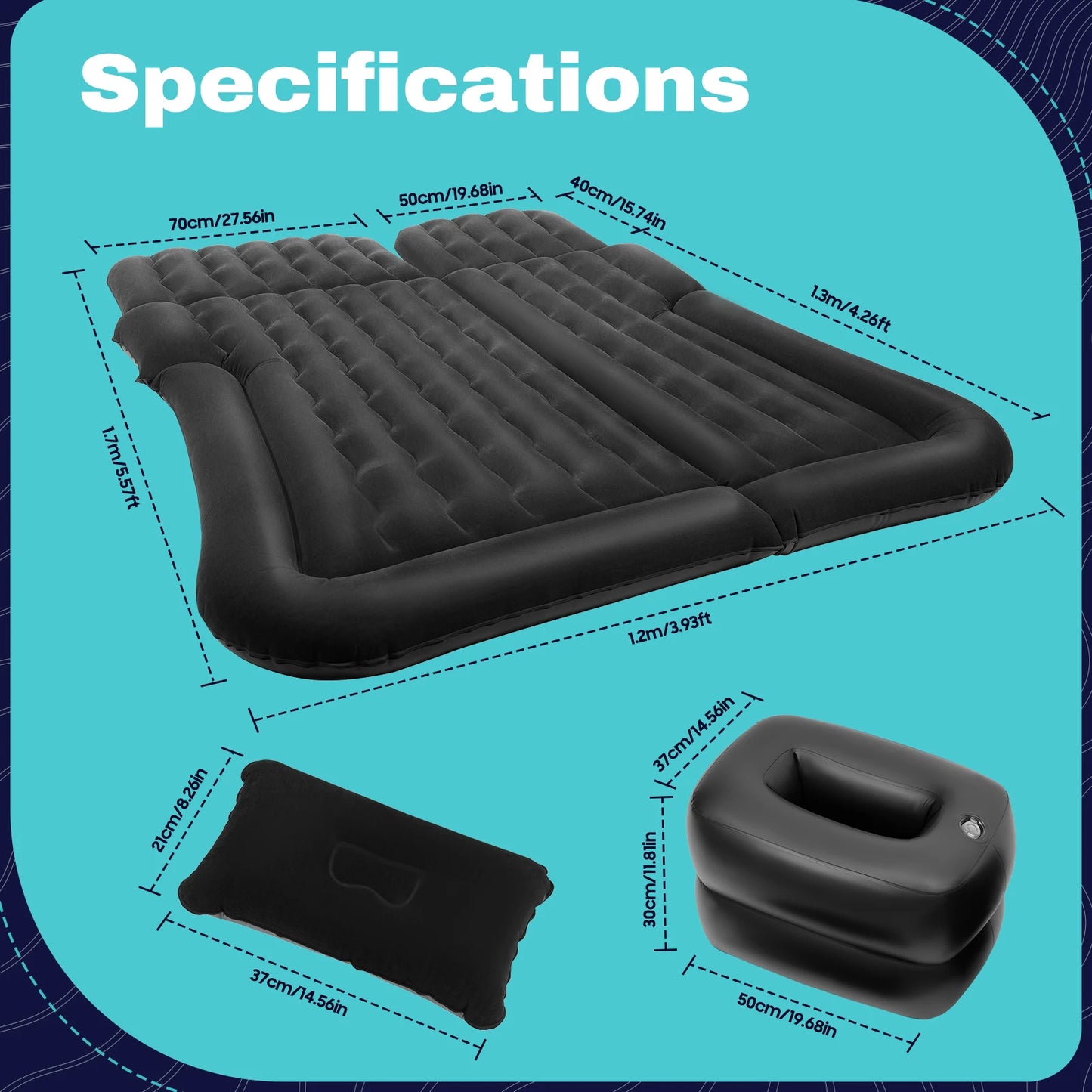Anti-slip Waterproof Inflatable Mattress Flocking Air Mattress 6 Chamber 1.7*1.2m Outdoor Sleeping Equipment Air Pump Included - Get Outside Today 25