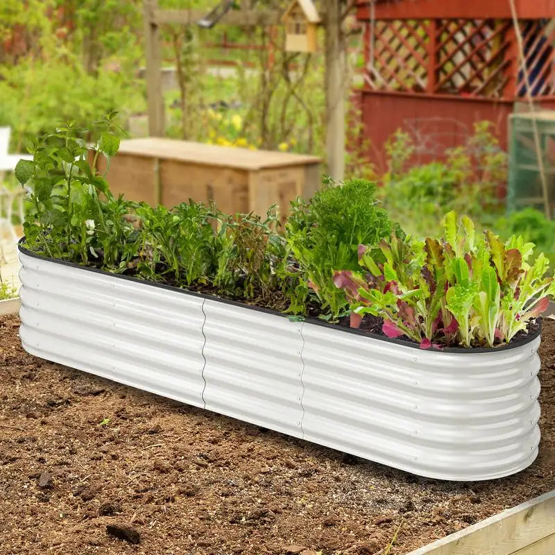 Outdoor Raised Garden Bed Kit Galvanized Metal Planter Box with Rubber Gloves - Get Outside Today 25