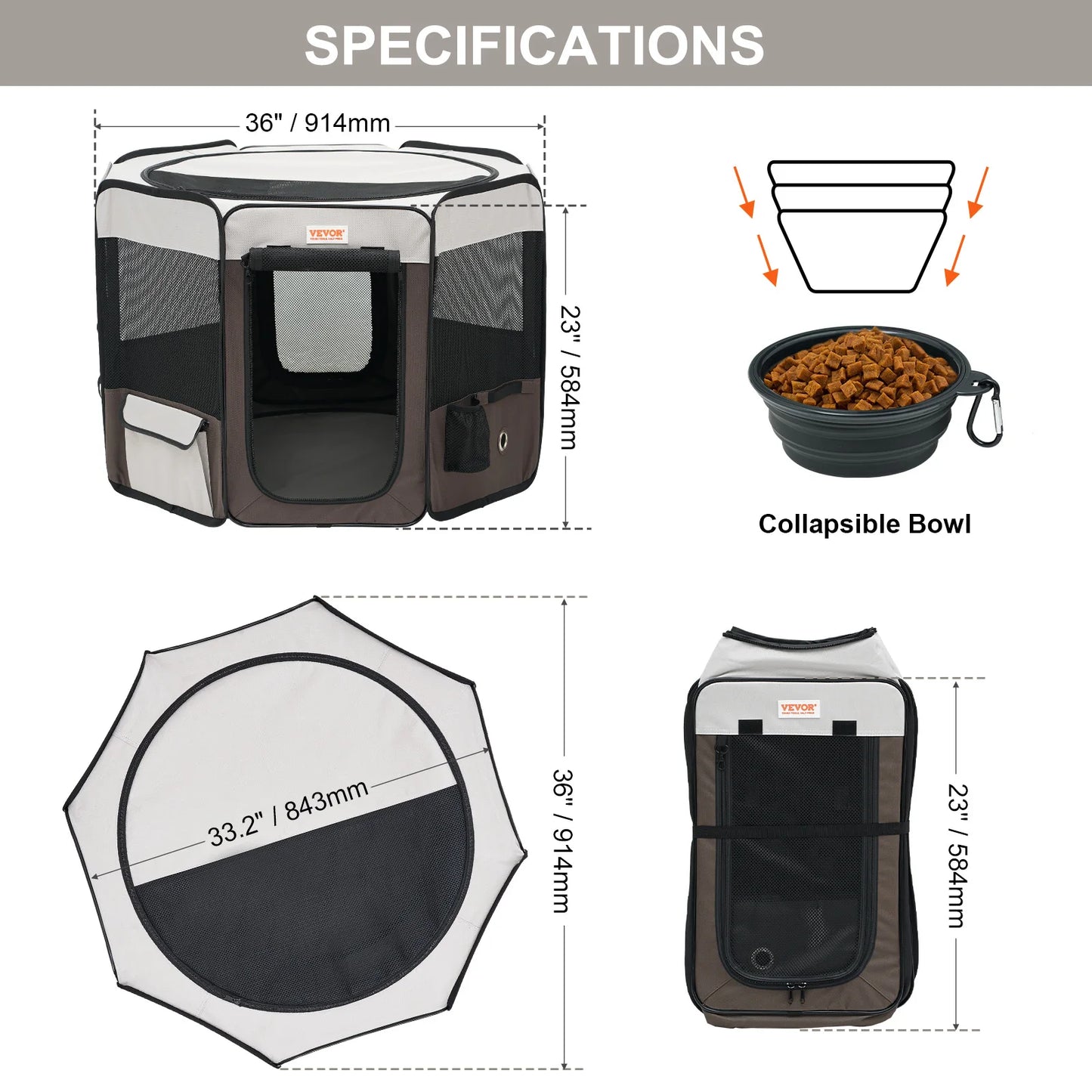 VEVOR Portable Foldable Pet Playpen Tent Crate Kennel - Get Outside Today 25