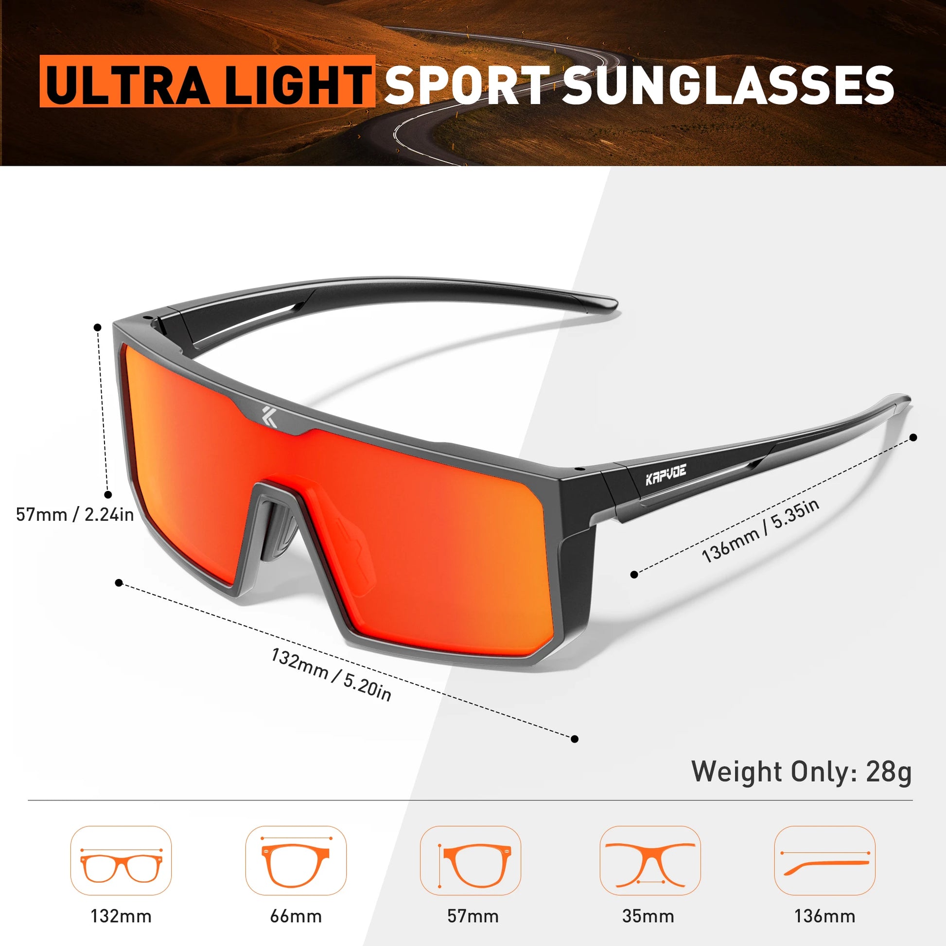 KAPVOE Polarized Cycling Glasses Sports Sunglasses for Men Women, UV400 Protection MTB Bicycle Baseball Mountain Bike Glasses - Get Outside Today 25