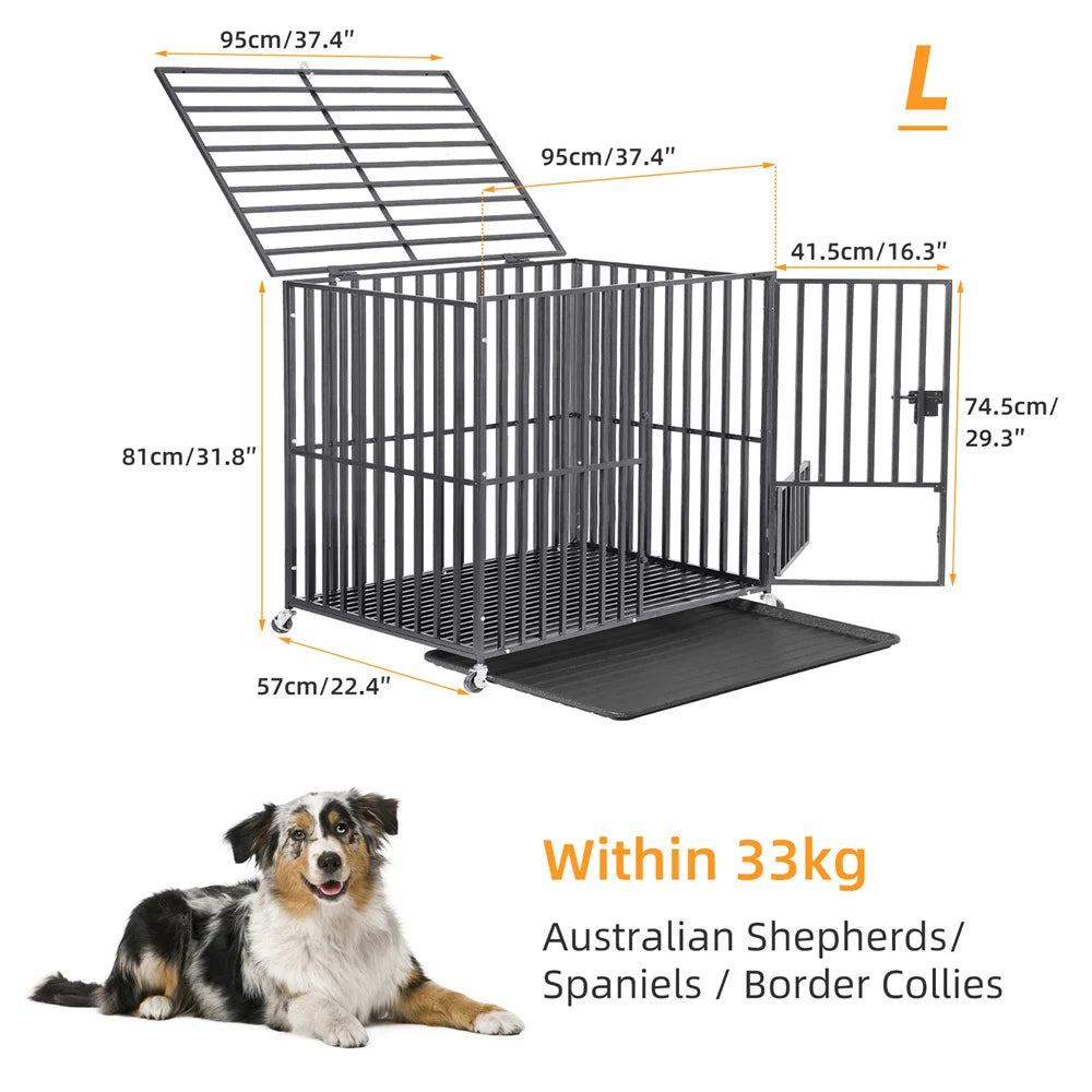 XXL Large Heavy Duty Dog Crate With Lockable Wheels