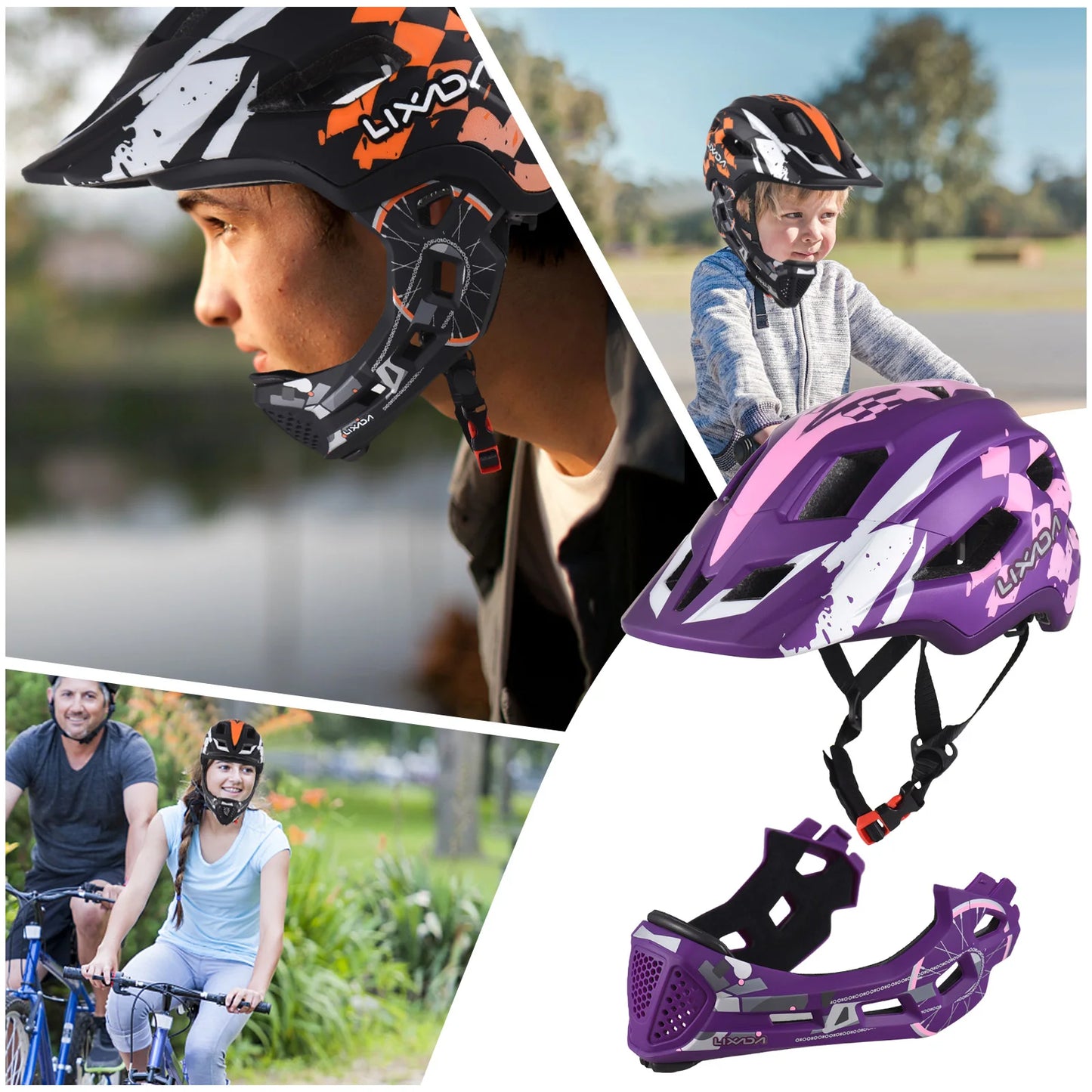 Kids Cycle Helmet Detachable Full Face Adjustable Safety Helmet for Children