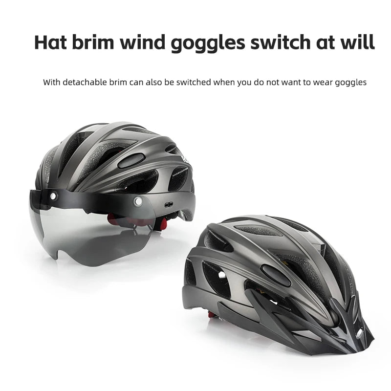 ROCKBROS Cycling Helmet Lightweight Integrated Helmet Head Protection Safety Helmet With Goggles Men Women MTB Road Bike Helmet - Get Outside Today 25