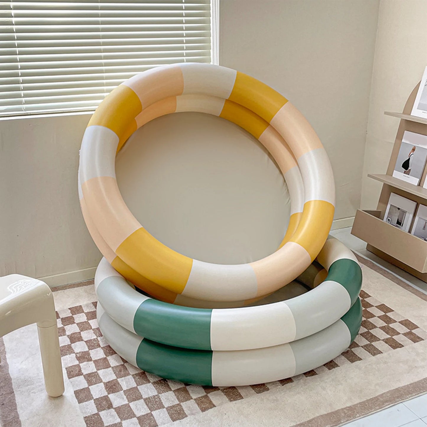 ZK30 Inflatable Pool Baby Retro Blow Up Swimming Pool Family Cute Style Thickened Water Pool Yellow Stripe - Get Outside Today 25