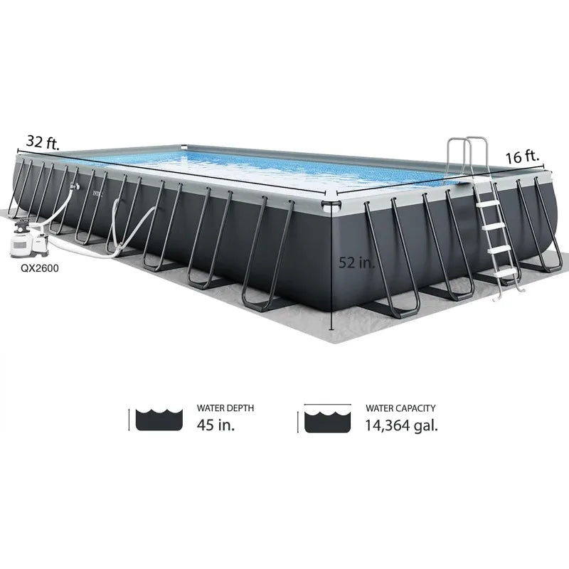 Intex 32' x 16' x 52" Ultra XTR Rectangular Outdoor Swimming Pool Set with Pump