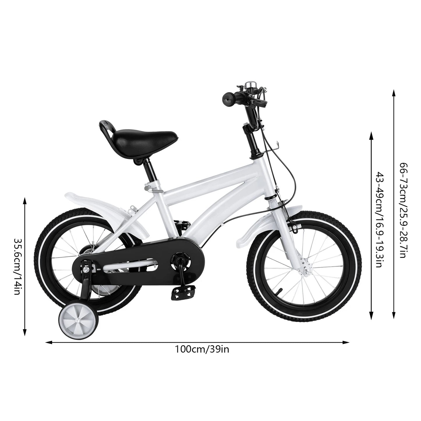 14 Inch Children's Bicycle for Boys and Girls Ages 2 to 11 in White Red Blue and Yellow
