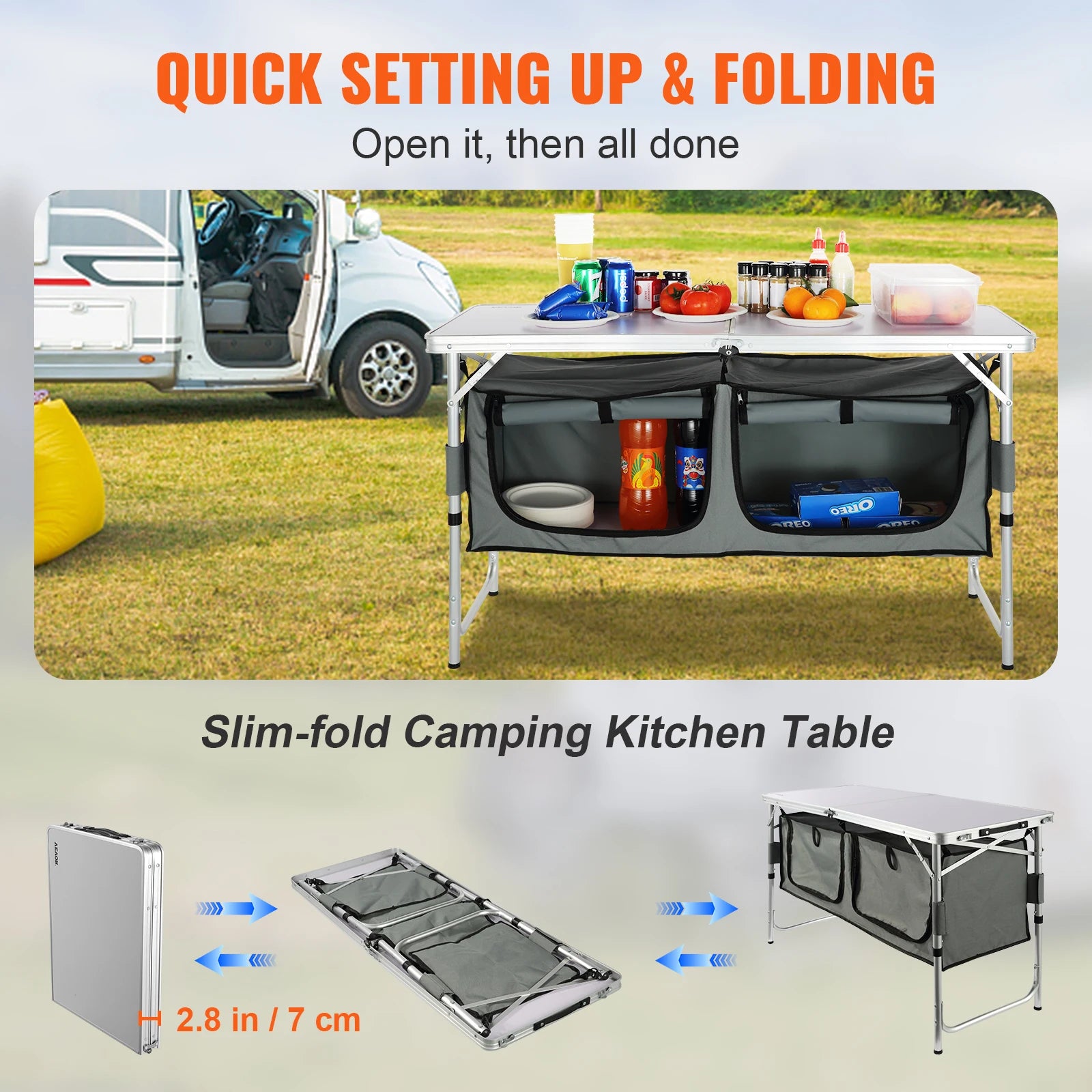 VEVOR Camping Kitchen Table Quick Set-up Folding MDF Table - Get Outside Today 25