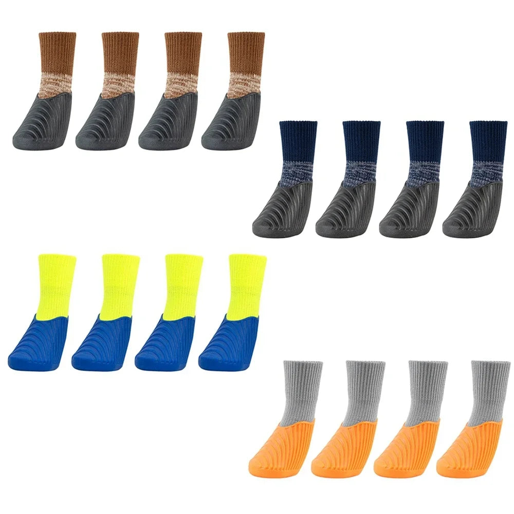 4PCS Dog Shoes Waterproof Fall Winter Pet Snow Boots Puppy Sock Shoes with Antislip Sole Soft Comfortable Dog Paw Protector - Get Outside Today 25