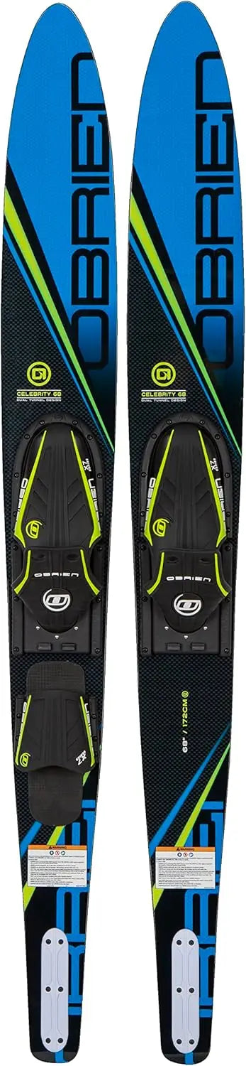 O'Brien Celebrity 68 Inch Combo Waterskis with Adjustable X-7 Bindings for All Skill Levels