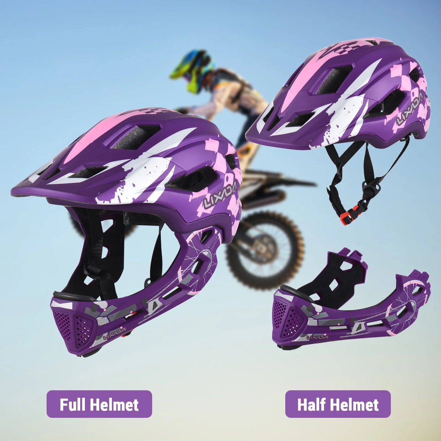 Kids Cycle Helmet Detachable Full Face Adjustable Safety Helmet for Children