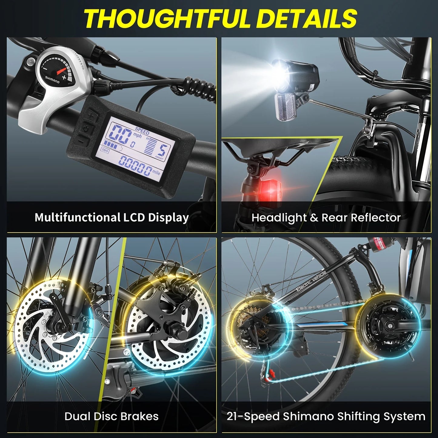 26 Inch Folding Electric Bike for Adults with 500 Watt Motor and 48 Volt Removable Battery Up to 50 Miles Range and Cruise Control
