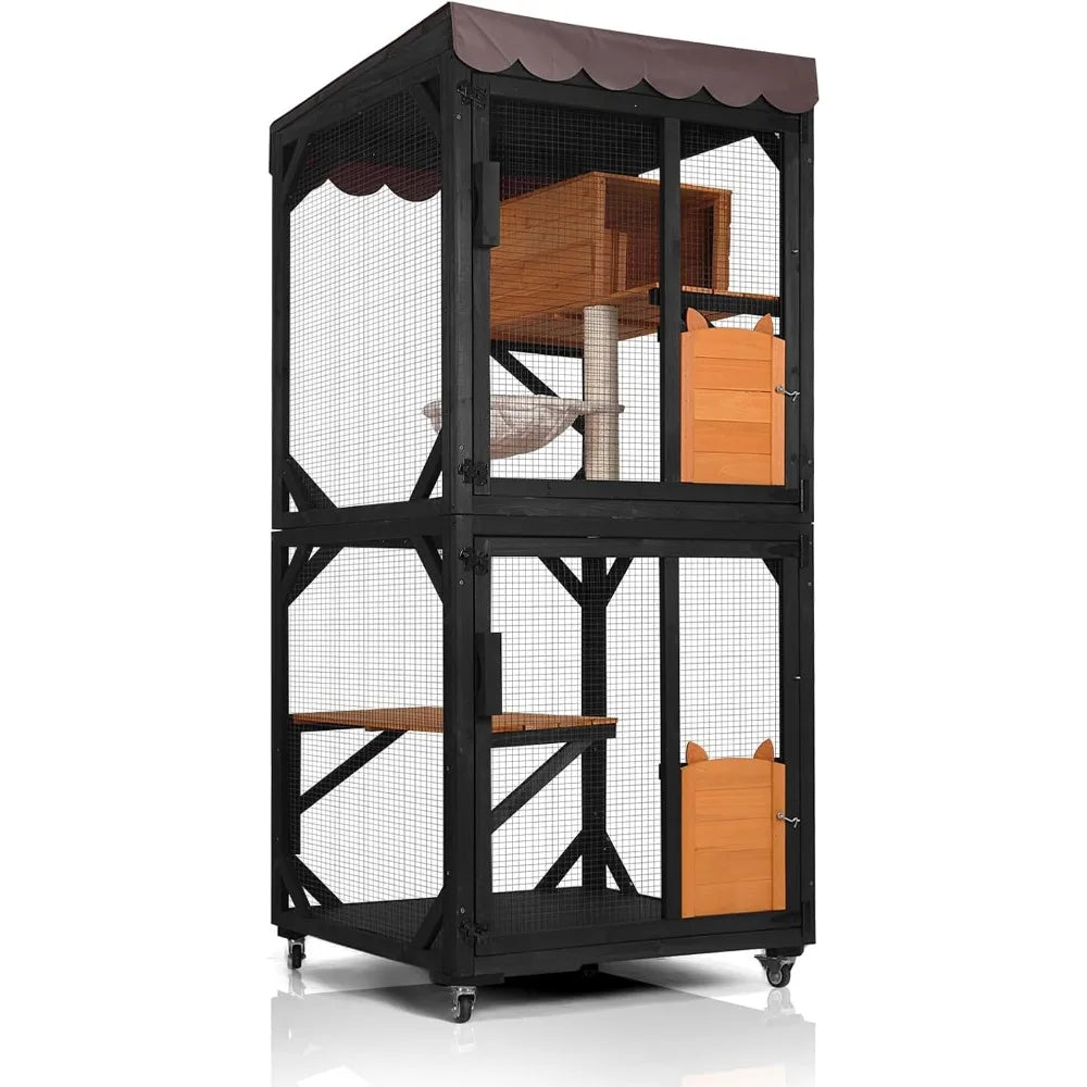 Enchanting Catio Outdoor Cat Enclosure with Wheels Resting Box Cat Scratching Post and Jumping Platform Perfect Outdoor Cat House - Get Outside Today 25