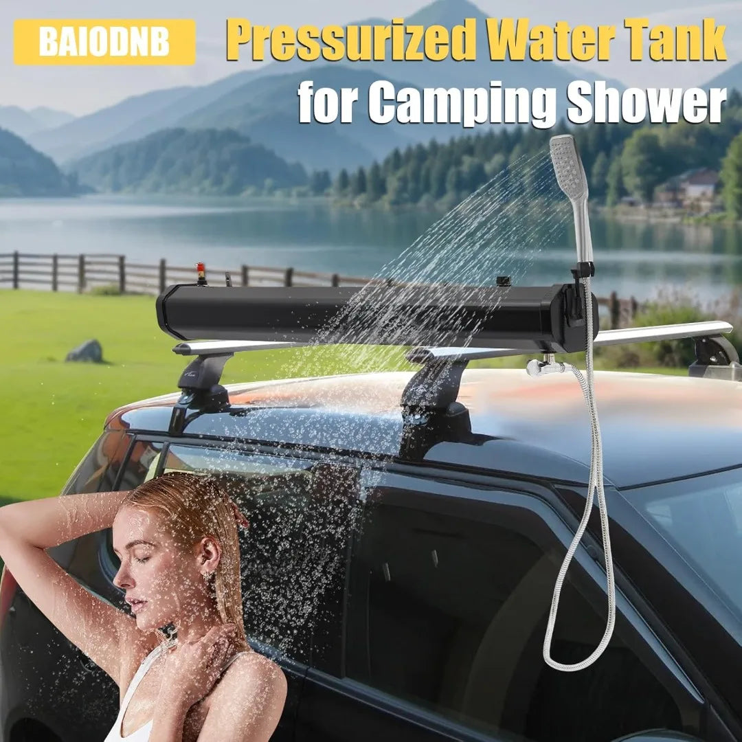 Portable Pressurized Camping Shower - 5L Water Tank with Handheld Showerhead for Outdoor Hiking, Beach - Includes Storage Bag - Get Outside Today 25