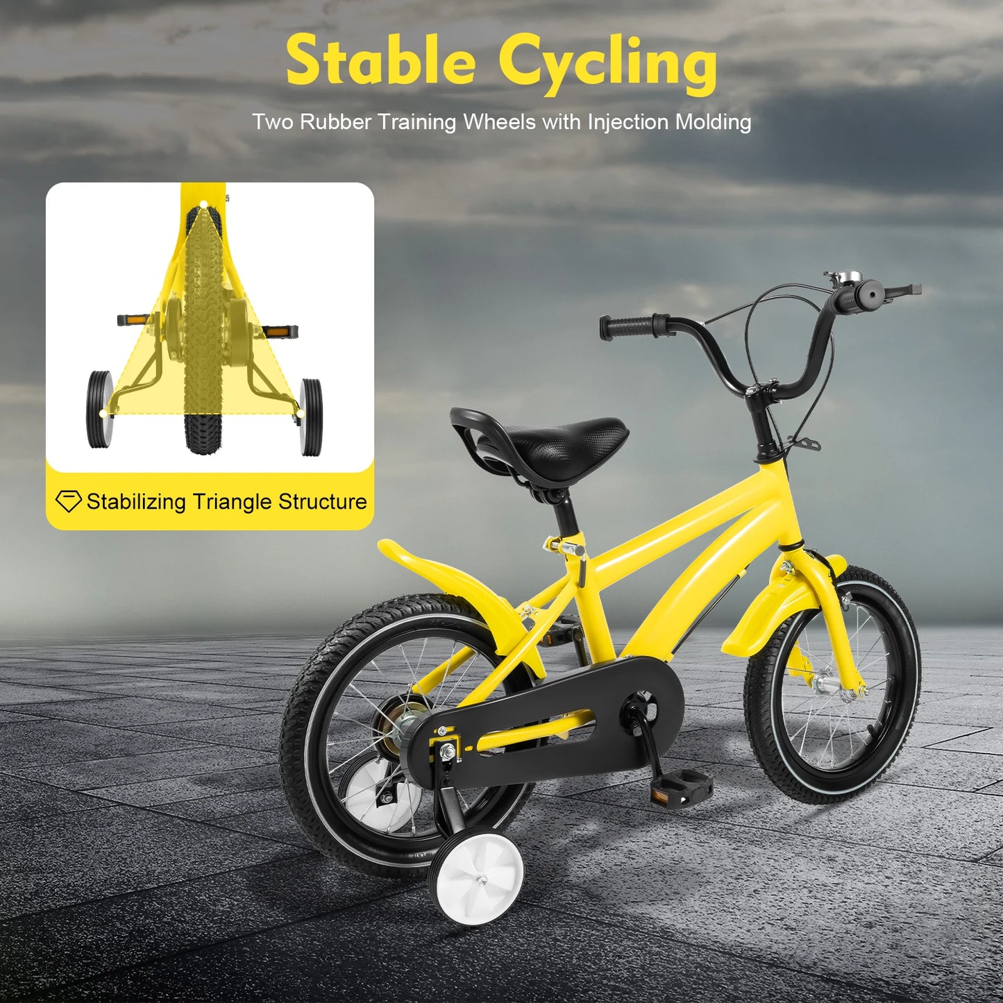 14 Inch Children's Bicycle for Boys and Girls Ages 2 to 11 in White Red Blue and Yellow