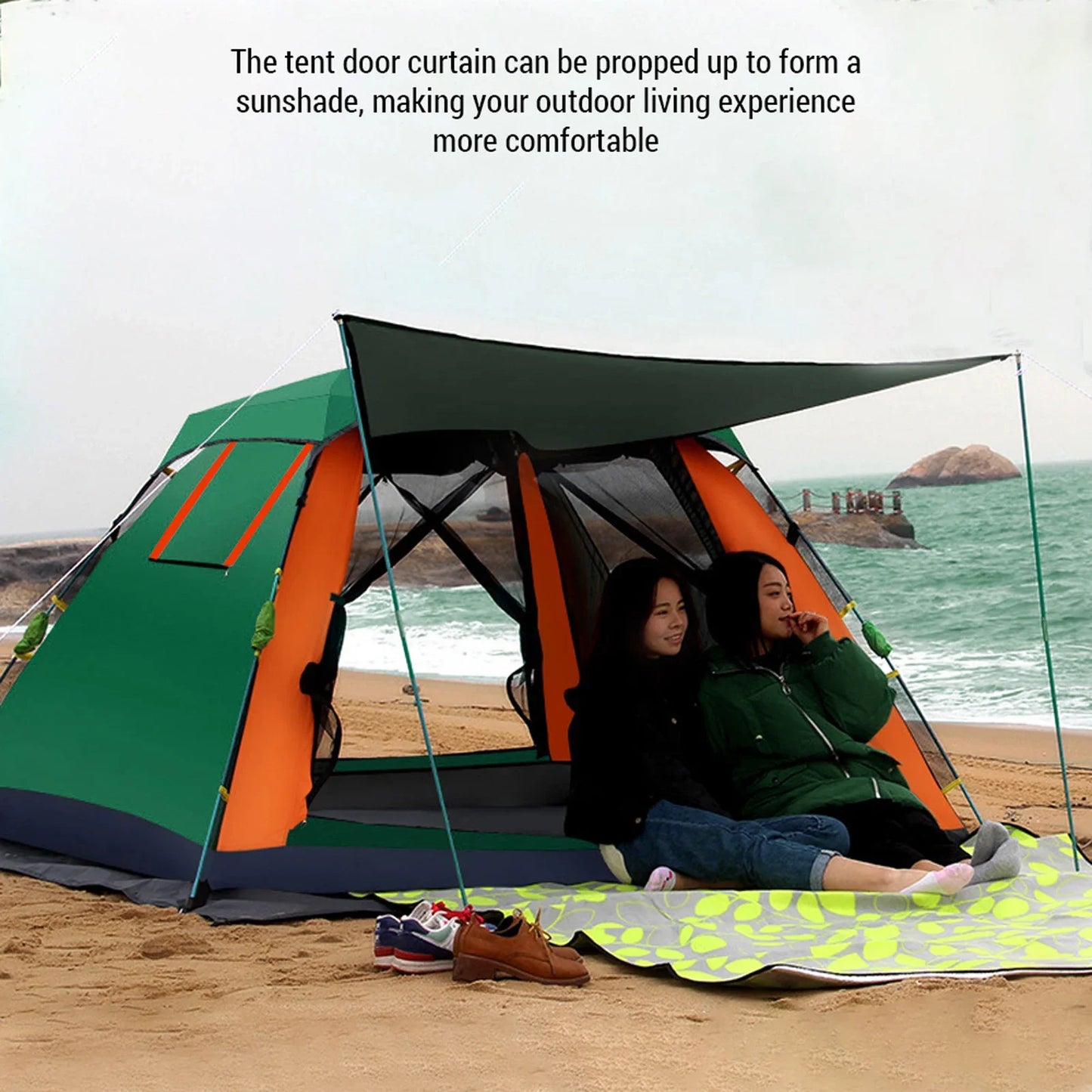 Outdoor Automatic Quick Open Waterproof Camping Tent for 3 to 4 Person Instant Setup