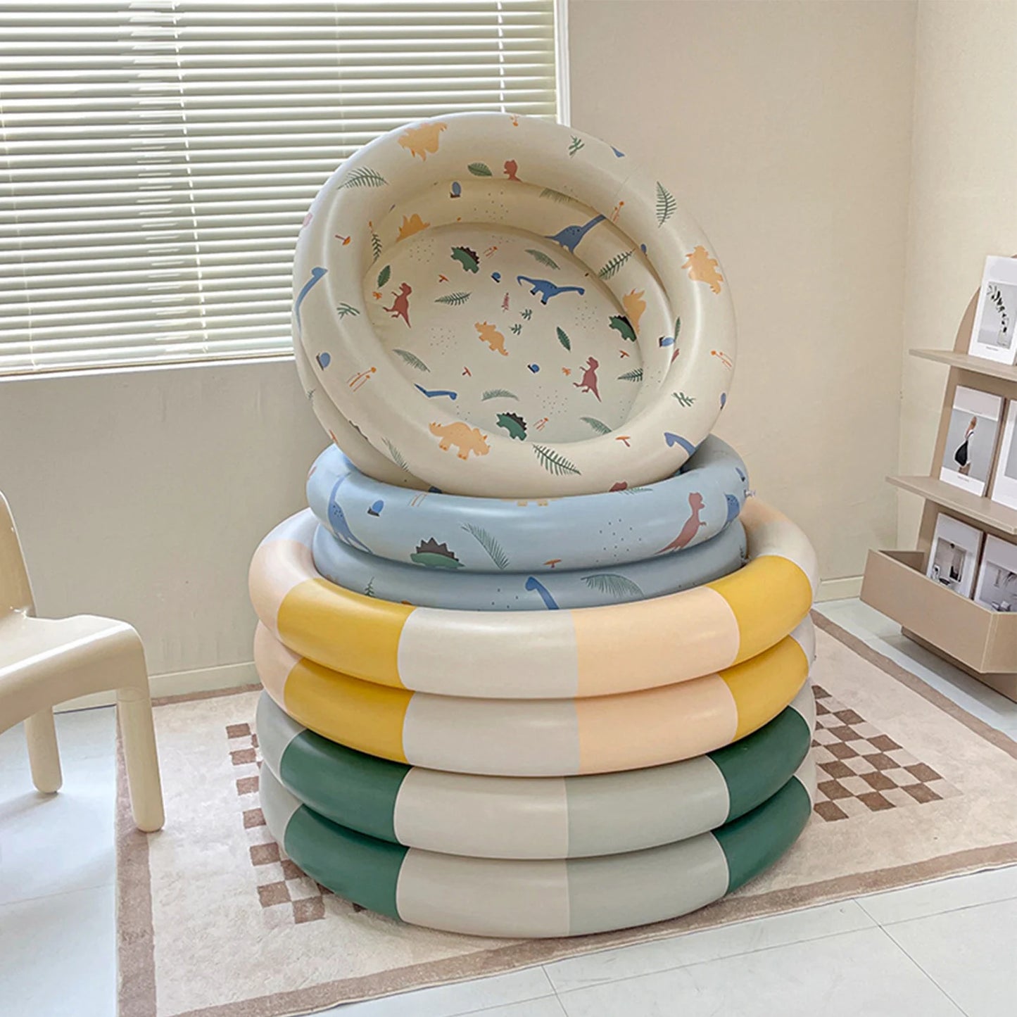 ZK30 Inflatable Pool Baby Retro Blow Up Swimming Pool Family Cute Style Thickened Water Pool Yellow Stripe - Get Outside Today 25